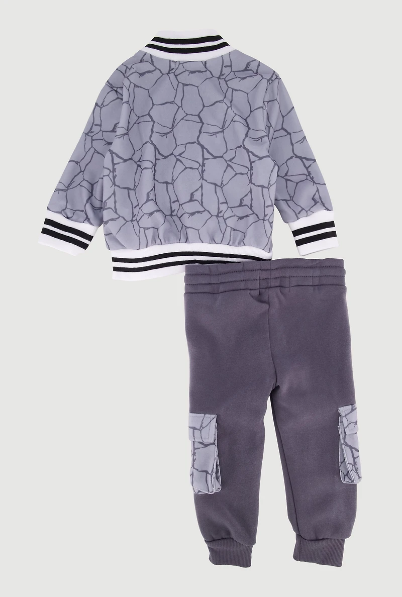 Baby Boys 0-9M Hustle Hard Varsity Jacket and Joggers,
