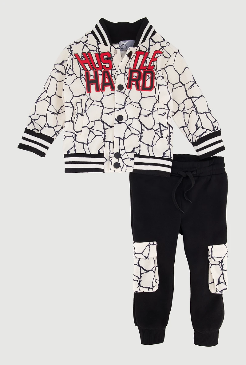 Baby Boys 0-9M Hustle Hard Varsity Jacket and Joggers