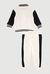 Baby Boys 0-9M Sneaker Classic 01 Varsity Jacket and Joggers, White, Size 0-3M