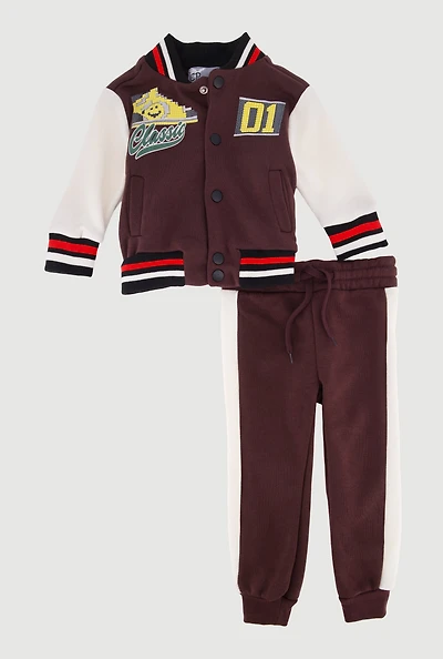Baby Boys 0-9M Sneaker Classic 01 Varsity Jacket and Joggers, Brown, Size 0-3M