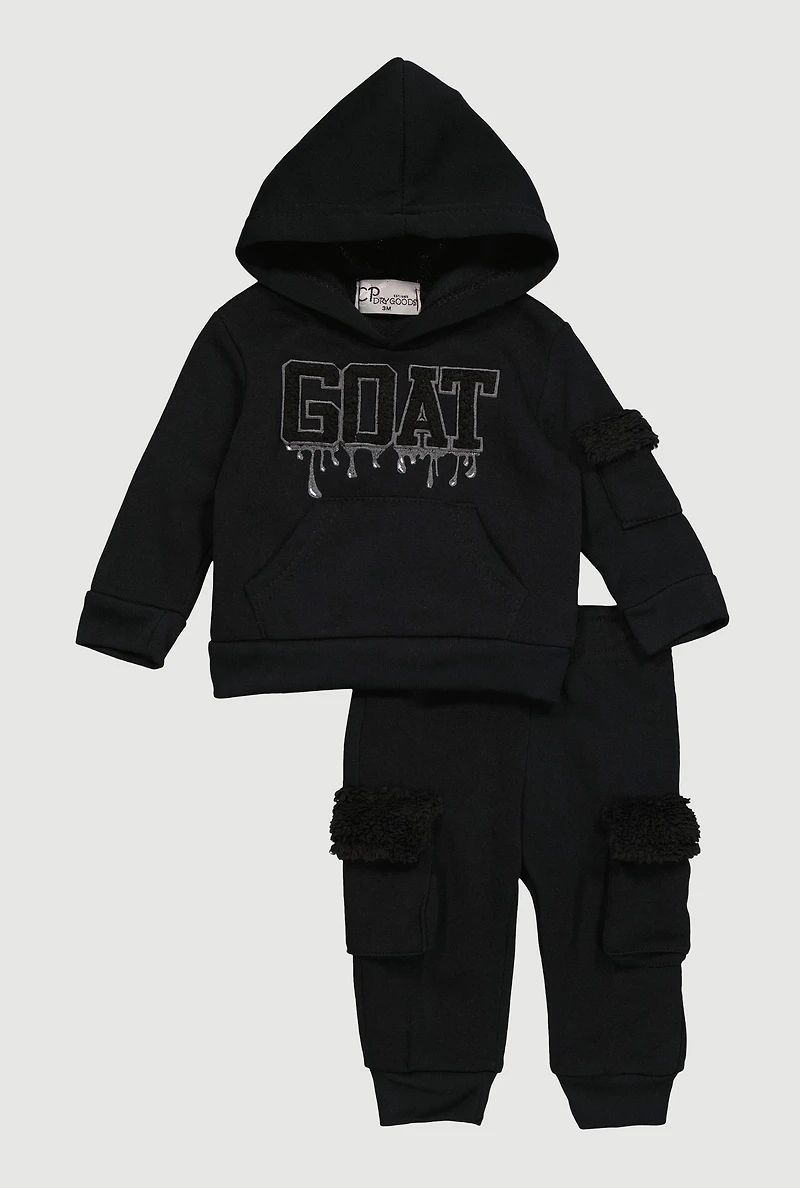Baby Boys 0-9M Goat Graphic Hoodie and Cargo Joggers,