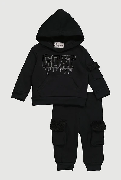 Baby Boys 0-9M Goat Graphic Hoodie and Cargo Joggers,