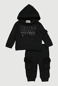 Baby Boys 0-9M Goat Graphic Hoodie and Cargo Joggers,