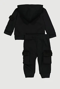 Baby Boys 0-9M Goat Graphic Hoodie and Cargo Joggers, Black, Size 9M