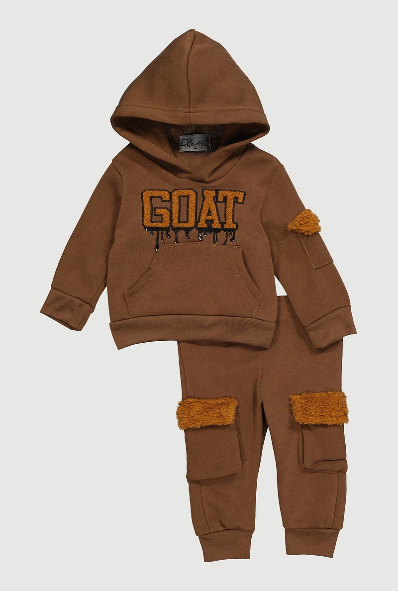 Baby Boys 0-9M Goat Graphic Hoodie and Cargo Joggers