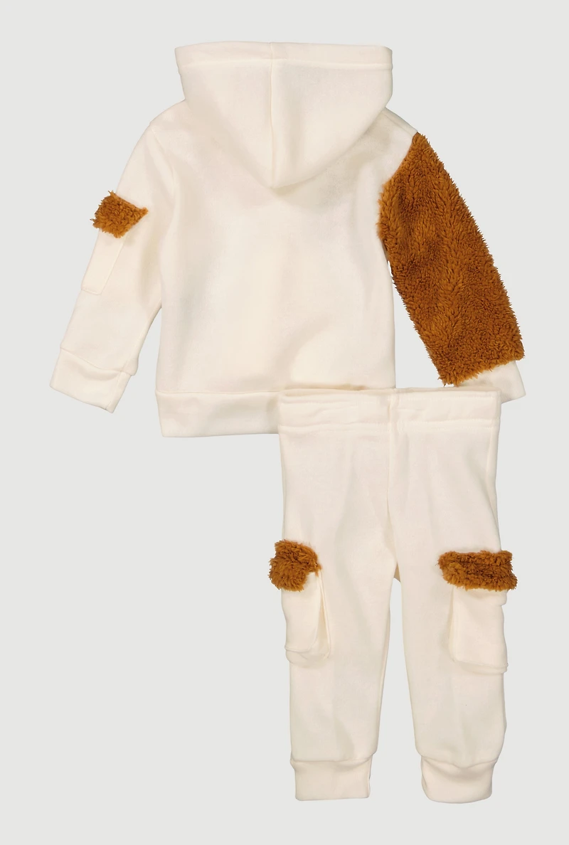Baby Boys 0-9M Sherpa Detail Bear Graphic Hoodie and Joggers, 3M