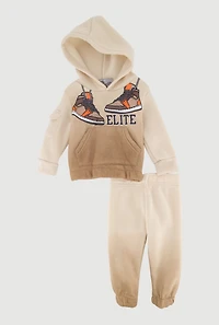 Baby Boys 0-9M Elite Sneaker Graphic Hoodie and Joggers, Brown, Size 3M