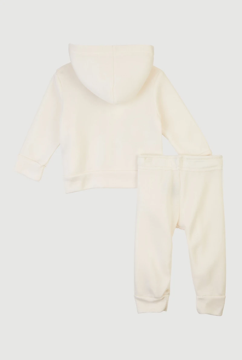 Baby Boys 0-9M Boss Teddy Graphic Hoodie and Sweatpants, White, Size 6M