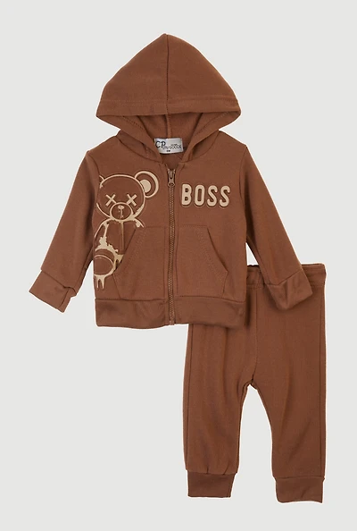 Baby Boys 0-9M Boss Teddy Graphic Hoodie and Sweatpants,
