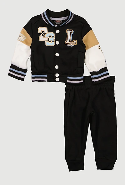 Baby Boys 0-9M Luxury Lifestyle Graphic Varsity Jacket and Joggers