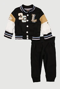 Baby Boys 0-9M Luxury Lifestyle Graphic Varsity Jacket and Joggers