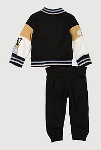 Baby Boys 0-9M Luxury Lifestyle Graphic Varsity Jacket and Joggers