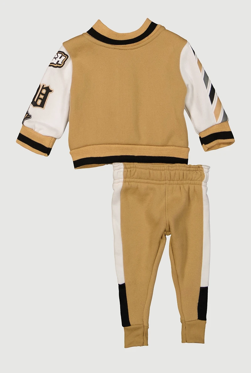 Baby Boys 0-9M Color Block Initial D Graphic Varsity Jacket and Joggers