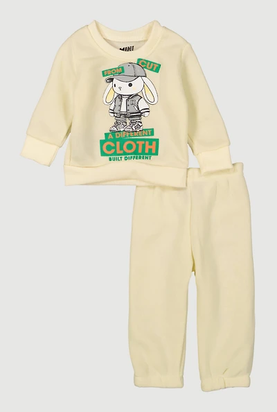 Baby Boys 0-9M Built Different Graphic Sweatshirt and Sweatpants Set