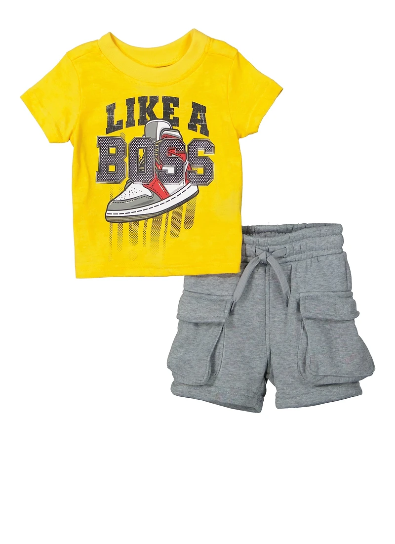 Baby Boys 0-9M Like A Boss Graphic Tee and Cargo Shorts