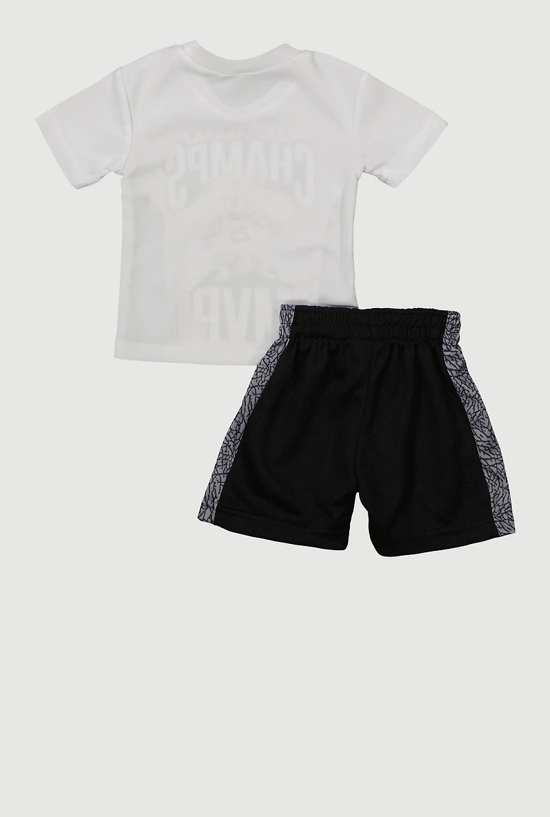 Baby Boys 0-9M All Season Champs Tee and Shorts, White, Size 6-9M