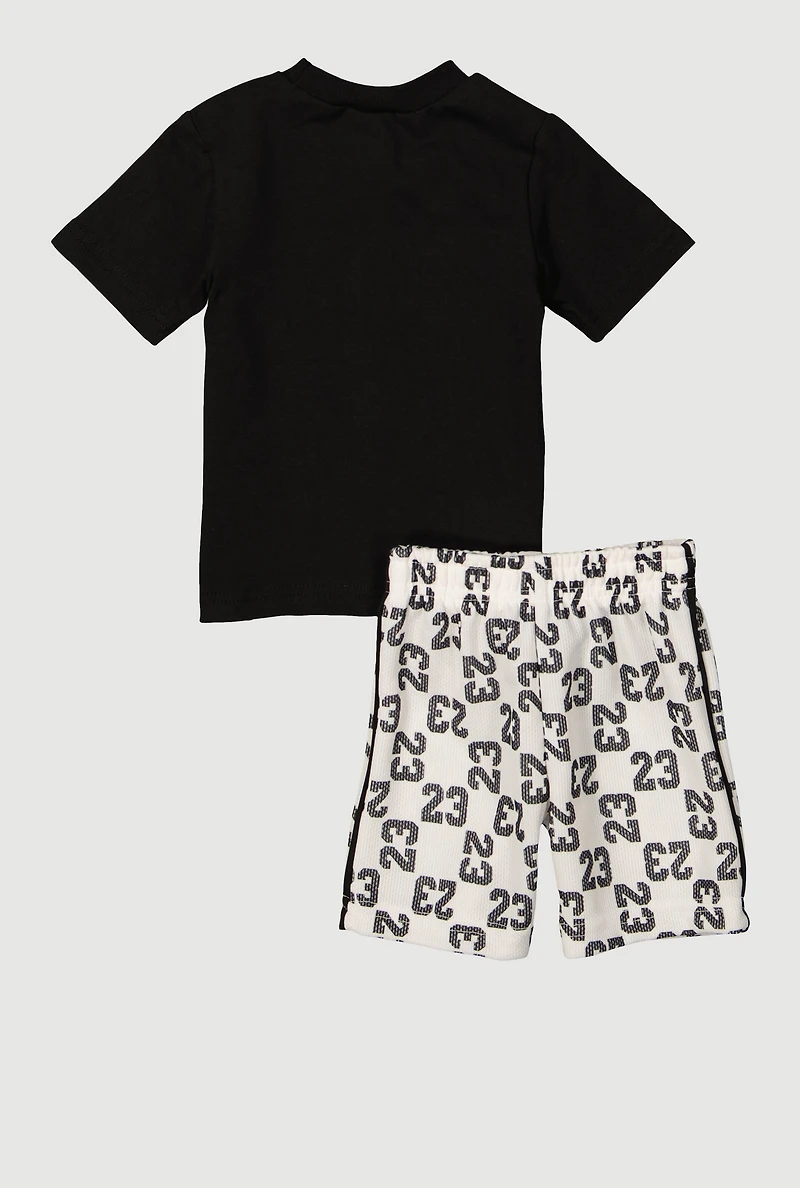 Baby Boys 0-9M 23 Sneaker Graphic Tee and Shorts, Black, Size 3-6M