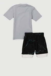 Baby Boys 0-9M Basketball Graphic Tee and Jersey Mesh Shorts, Grey, Size 6-9M