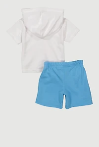 Baby Boys 0-9M Here Comes Teddy Hooded Top and Shorts