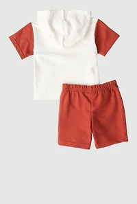 Baby Boys 0-9M Horse Graphic Hooded Top and Shorts, Multi, Size 0-3M