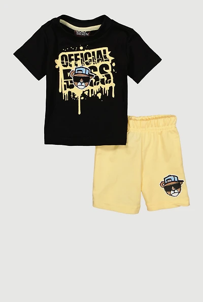 Baby Boys 0-9M Official Boss Graphic Tee and Shorts