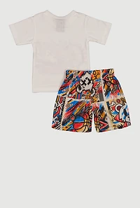 Baby Boys 0-9M Cool Vibes Graffiti Graphic Tee and Shorts
