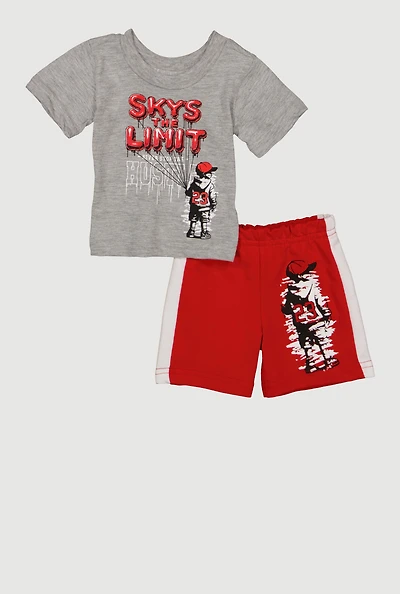 Baby Boys 0-9M Skys The Limit Graphic Tee and Shorts