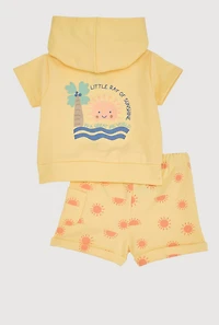 Baby Boys 0-9M Daddys Cool Dude Hooded Top and Shorts, Yellow, Size 0-3M