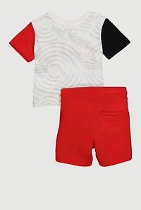 Baby Boys Chenille Graphic T Shirt and Sweatshorts, Multi, Size 9-12M