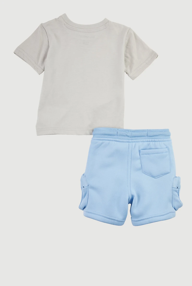 Baby Boys 0-9M Our Dreams Carry Graphic Tee and Cargo Shorts, Blue, Size 9-12M