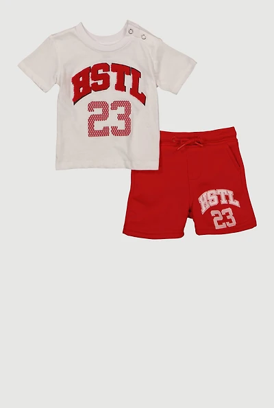 Baby Boys 0-9M HSTL 23 Chenille Graphic Tee and Shorts