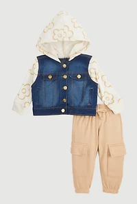 Baby Girls 12-24M Layered Look Denim Jacket and Sweatpants