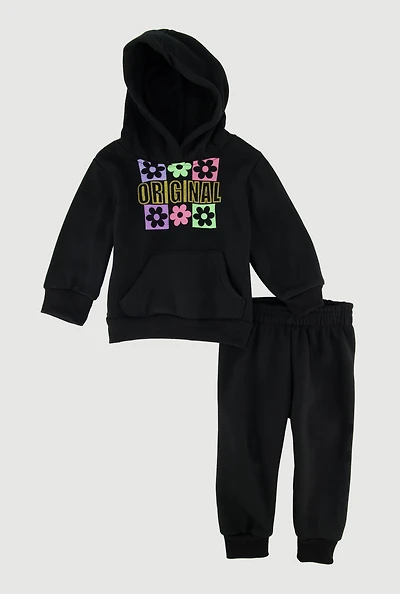 Baby Girls 12-24M Original Graphic Sweatshirt and Joggers, Black, Size 12M