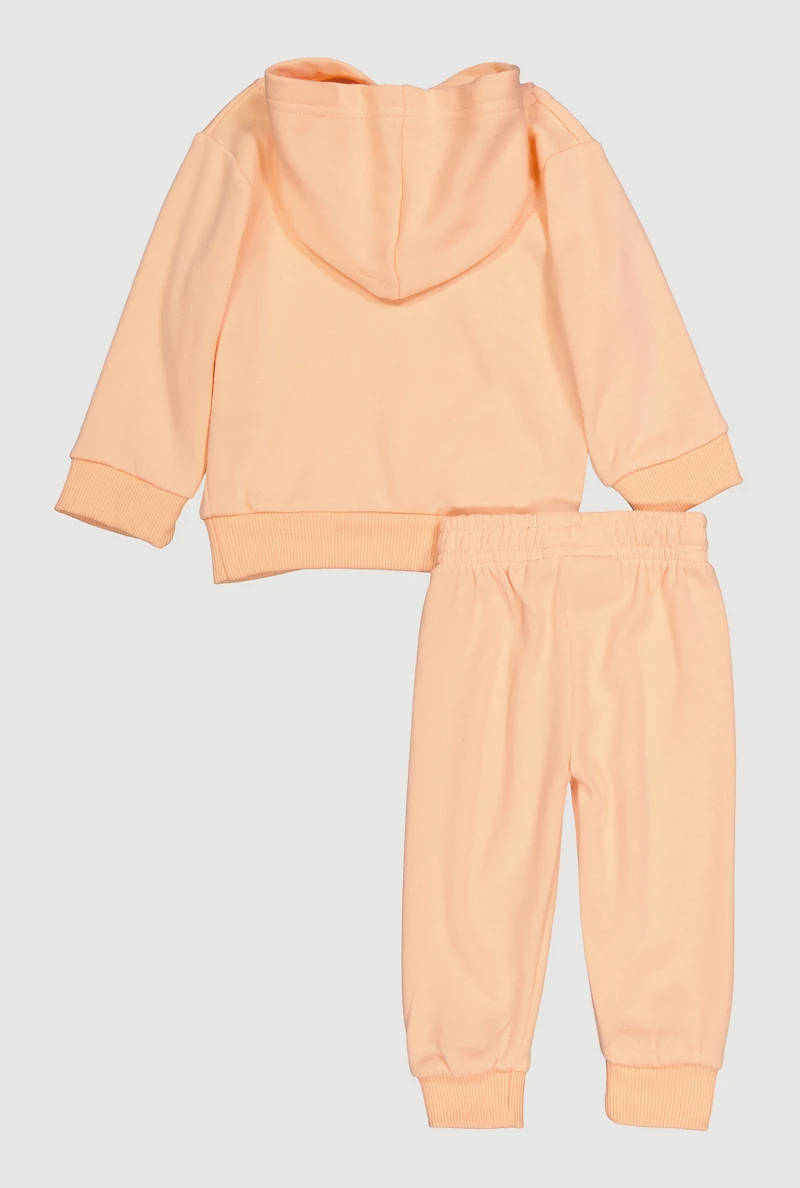 Baby Girls 0-9M Pretty Bear Graphic Sweatshirt and Joggers, Orange, Size 24M