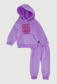 Baby Girls 12-24M Hooded Want Fun Sweatshirt and Joggers