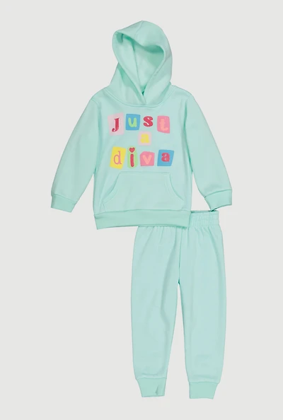 Baby Girls 12-24M Just A Diva Graphic Sweatshirt and Joggers
