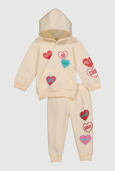 Baby Girls 12-24M Heart Message Graphic Print Sweatshirt and Joggers