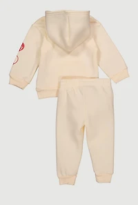 Baby Girls 12-24M Heart Message Graphic Print Sweatshirt and Joggers, Beige, Size 18M