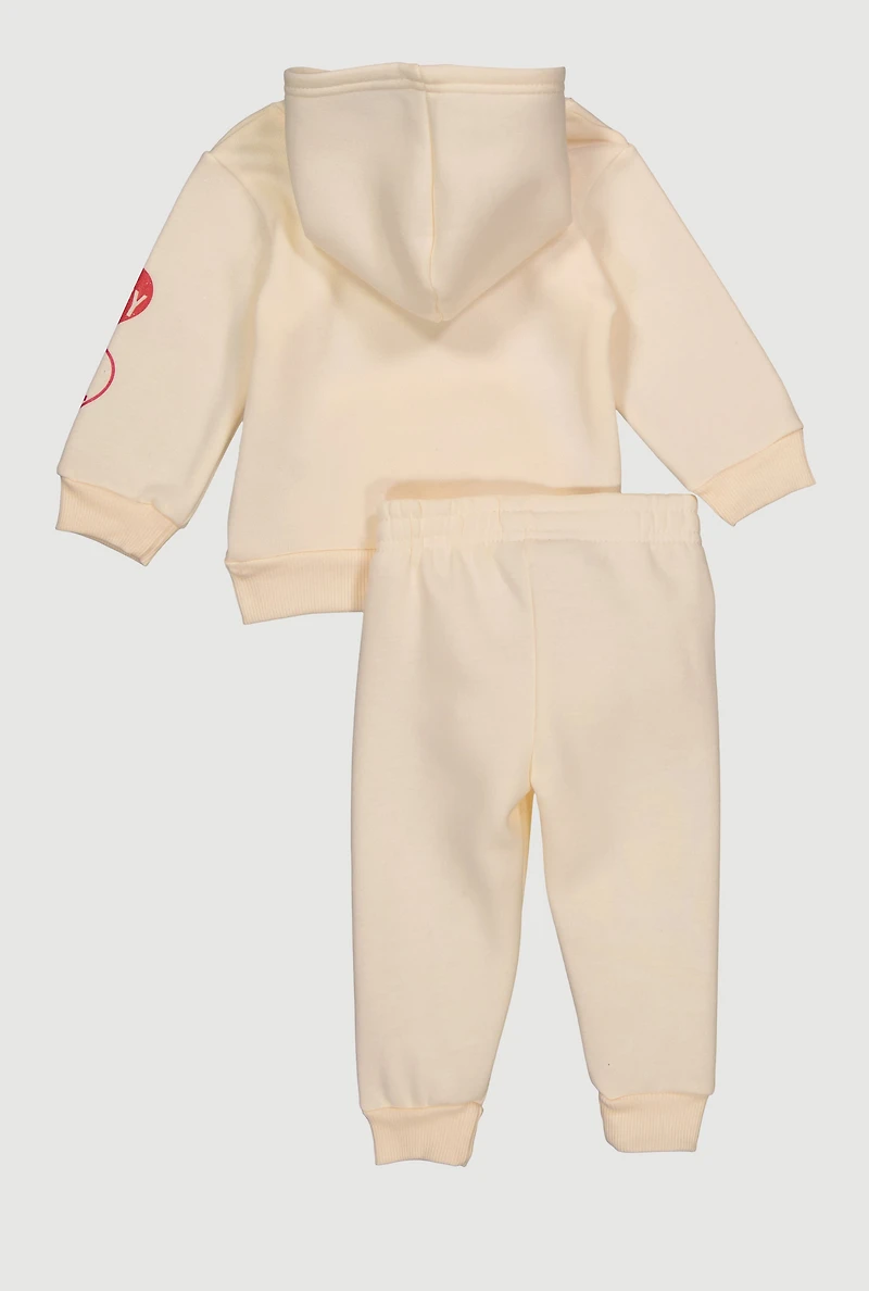 Baby Girls 12-24M Heart Message Graphic Print Sweatshirt and Joggers