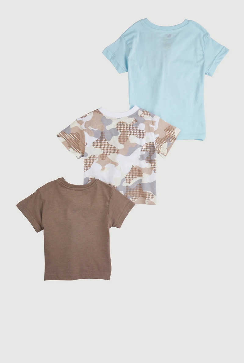 Baby Boys 12-24M Camo GOAT Graphic Tees 3 Pack, Brown,