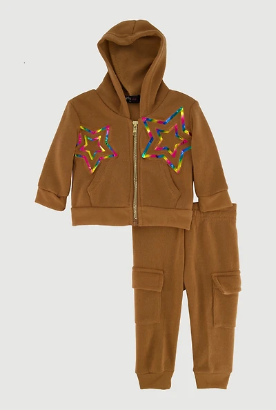 Baby Girls 0-9M Star Foil Screen Sweatshirt and Cargo Joggers