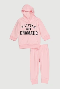 Baby Girls 0-9M A Little Bit Dramatic Graphic Hoodie and Joggers
