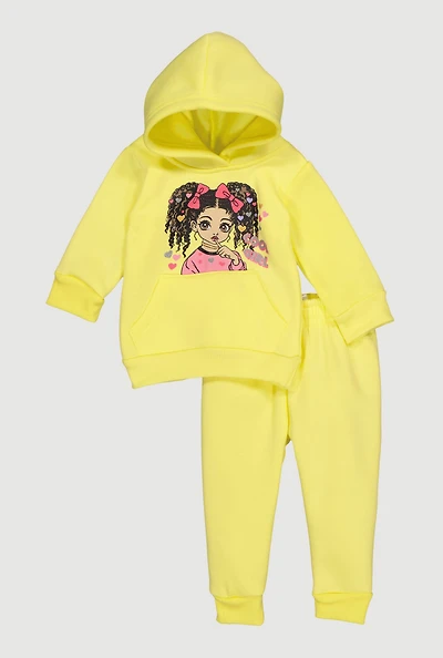 Baby Girls 0-9M Cool Girl Graphic Hoodie and Joggers