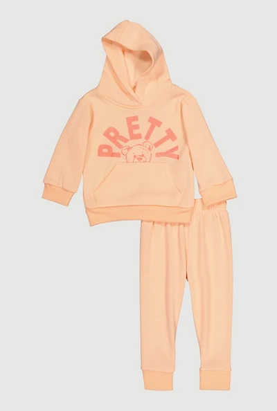 Baby Girls 0-9M Pretty Bear Graphic Sweatshirt and Joggers