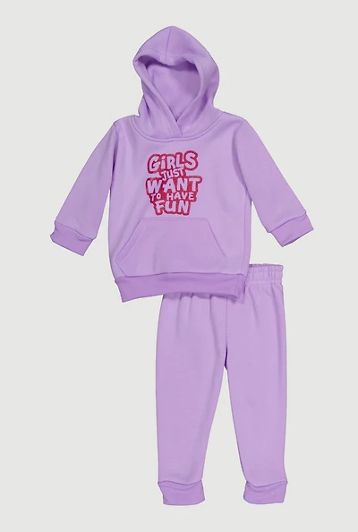 Baby Girls 0-9M Want Fun Graphic Sweatshirt and Joggers