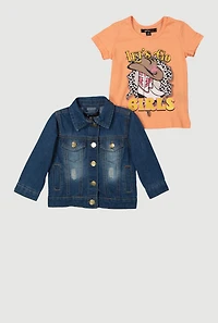 Baby Girls 12-24M Jean Jacket and Graphic Tee