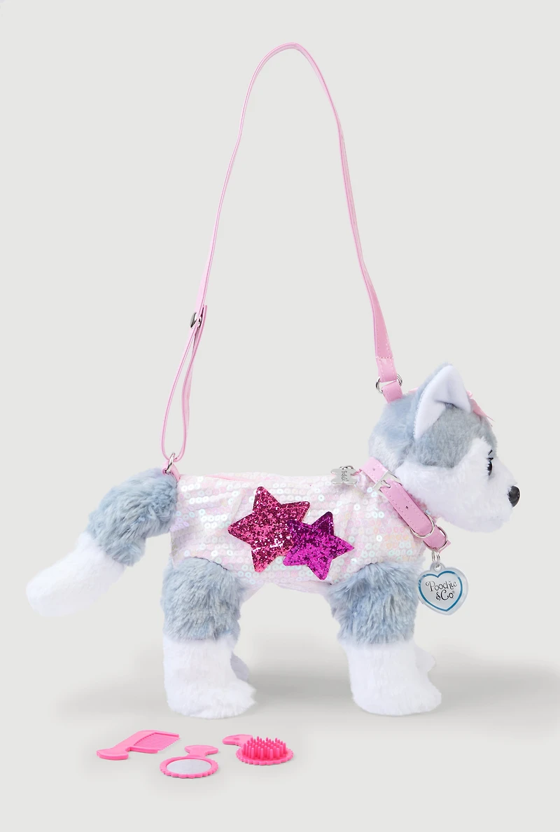 Girls Sequin Star Puppy Purse