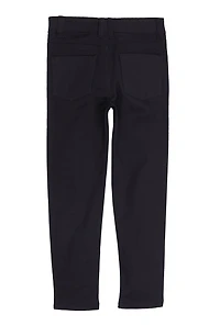 Little Girls Twill Frayed Detail Skinny Pants, Black, Size 6