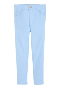 Little Girls Twill Frayed Detail Skinny Pants, Blue,