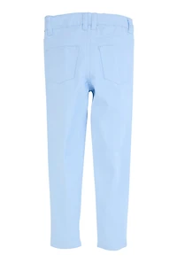 Little Girls Twill Frayed Detail Skinny Pants, Blue,